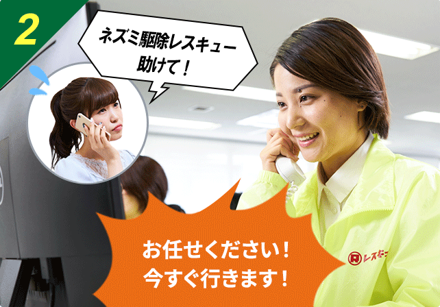 ネズミ駆除レスキューまですぐにお電話ください