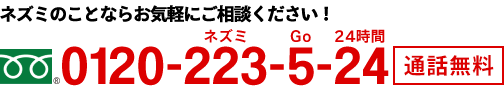 ネズミのことならお気軽にご相談ください　0120-223-5-24
