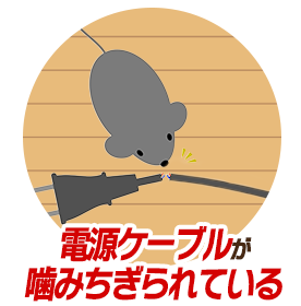電源ケーブルが噛みちぎられている
